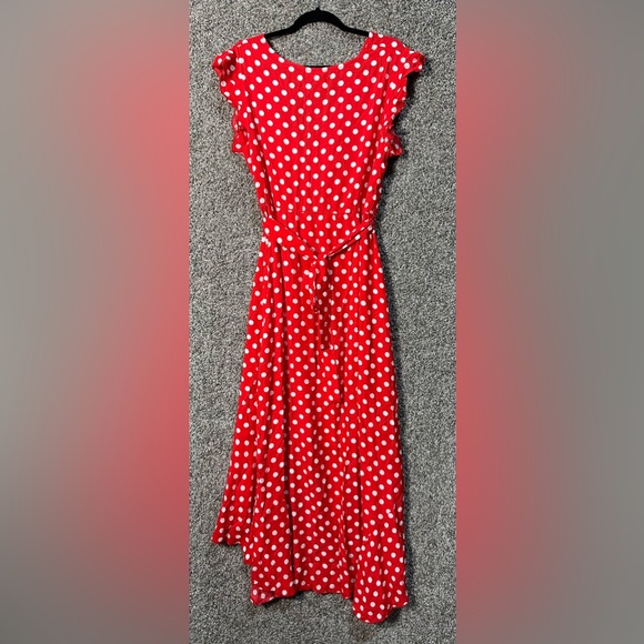 NWT Cross V-Neck Flowy Polka Dot Maxi Dress Size Large - Picture 4 of 6